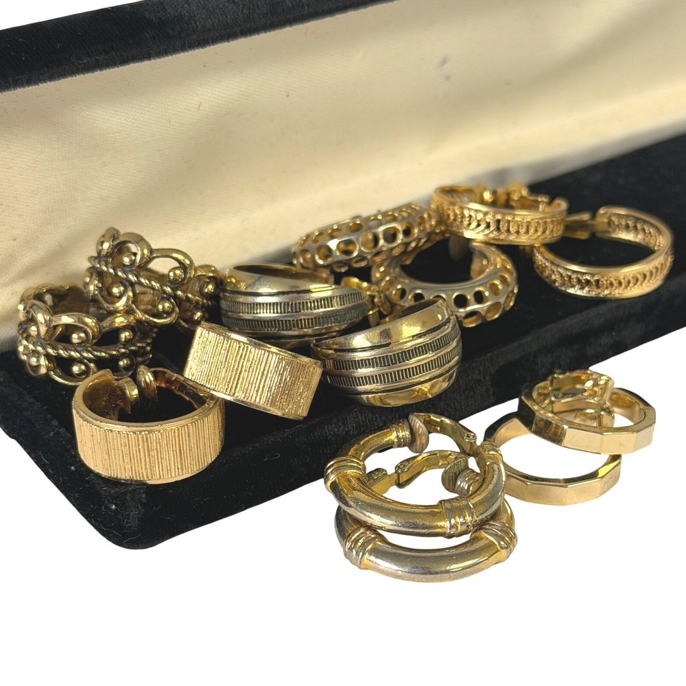 Vintage 60s Gold Tone Clip On Earring 7 Pr Lot Napier Sarah Coventry Segal Avon